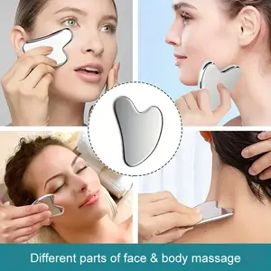 Stainless Steel Gua Sha Facial Tool Lymphatic Drainage Massager for Face Metal Gua Sha Skin Self Care Facial Sculpting Gua Sha for Body Eye Jaw Shaping Silver