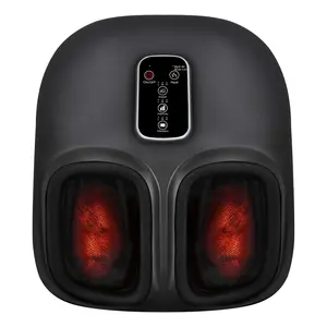 LEERCON Professional Foot Massager Machine with Heat - 3 Speed & 3 Air Pressure & 3 Vibration Modes - Electric Shiatsu Kneading for Plantar Fasciitis Neuropathy Pain Relief and Improved Circulation - Home Use Lightweight Plug Removable Therapy black