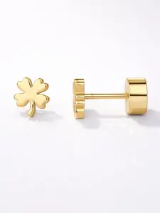 14K Gold Plated Post Flat Back Stud Earrings for Women - Clover Cartilage Earrings - Trendy Helix Jewelry Viral