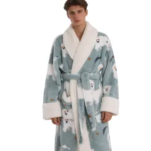 320g Printed Bathrobe - Hoodless Men's Style, Cartoon Japanese Style, Long Sleeve, All Seasons, Comfortable & Cozy, Modern Design, Versatile Loungewear aerie plus  size  girl
