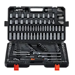 VEVOR Mechanics Tool Set, 159-Piece Mechanic Tool Kit, 1/4 in, 3/8 in, and 1/2 in Drive, SAE and Metric Socket Set, Wrenches, Screwdriver Bits, Accessories, and Storage Case, for Automotive Repair