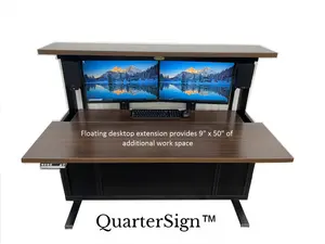 RV Dinette/Desk Combination Multi-Monitor Workstation with AMBER Bamboo Vertical Grain Top & Shelf (3/4” Thick)
