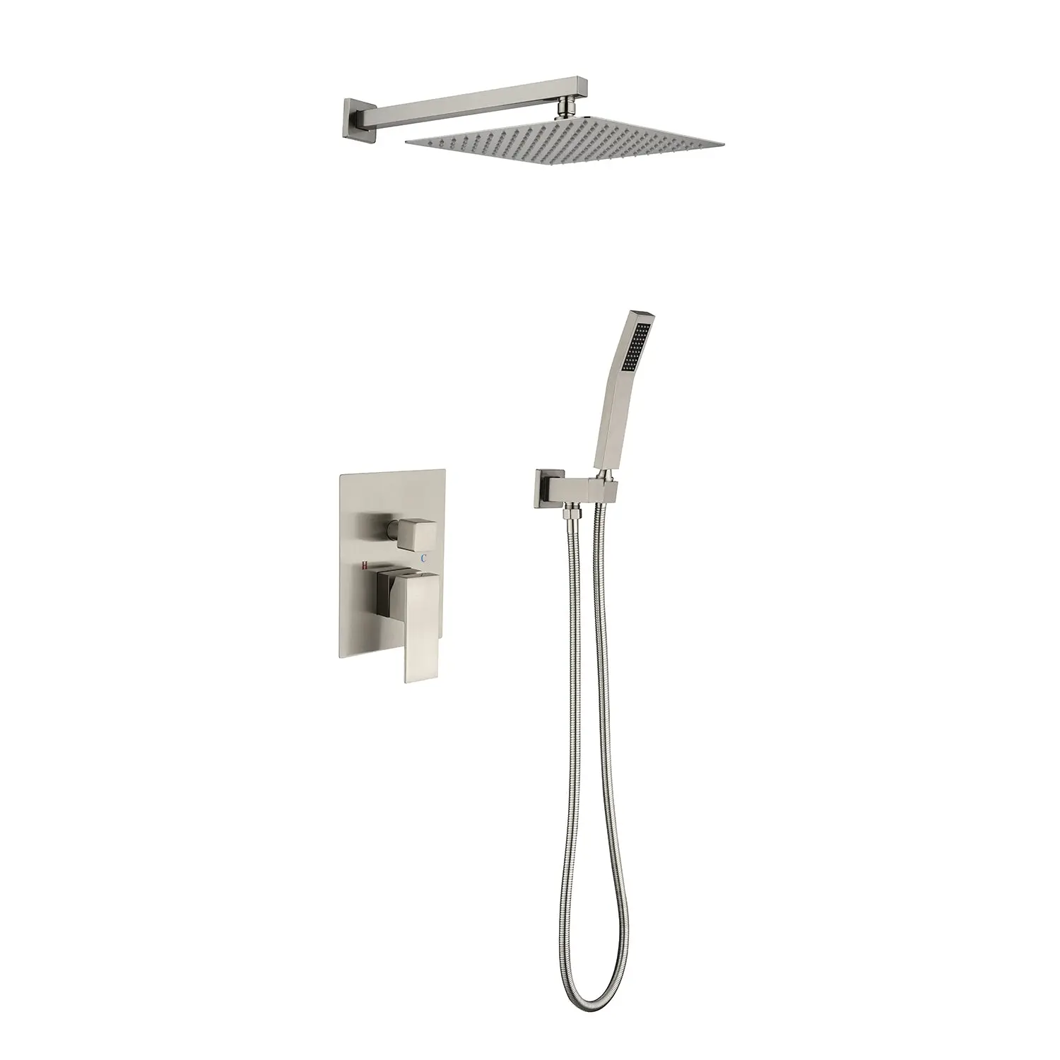 3PSQ Exbrite 12' Rain Shower Head Systems Wall Mounted Shower,Brushed Nickel
