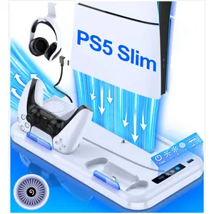 BEBONCOOL PS5 Slim Stand Cooling Station Controller Charging Station for Playsation 5 Slim