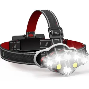 Rechargeable Headlamp, 8 LED High Lumen Super Bright Headlights with Red Light, USB Waterproof Head Flashlight, 8 Mode Head Lamp  Outdoor Running Fishing Working Camping Gear