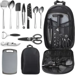 Camping,Camping Cooking Utensils, Travel, Portable Camping Kitchen Utensil Set for Travel, Picnics, RVs, Camping, BBQs, Parties