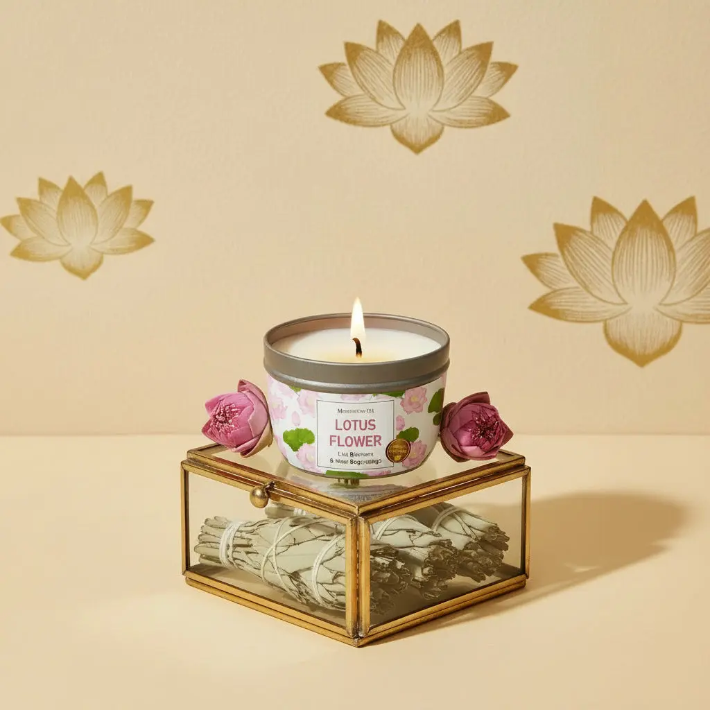 Lotus Flower New Beginnings Candle - Sage & Bergamot Soy Wax (6 Oz)