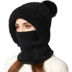 Winter Hat Scarf Mask Combo for Women 3 in 1 Neck Gaiter Balaclava Face Cover Windproof Cold Weather Ski Mask for Cycling Outdoor Activities