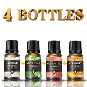 4 pcs (jasmine + mint + rose + sweet orange) Essential Oils Set, 10ML Aromatherapy Oil for Diffusers Humidifiers Car Air Freshener
