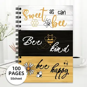 Bee Theme Cozy Healing Notebook, Sweet Friendly Happy Life Attitude, Cute Bee Elements, Perfect Gift for Students and Artistic Youth