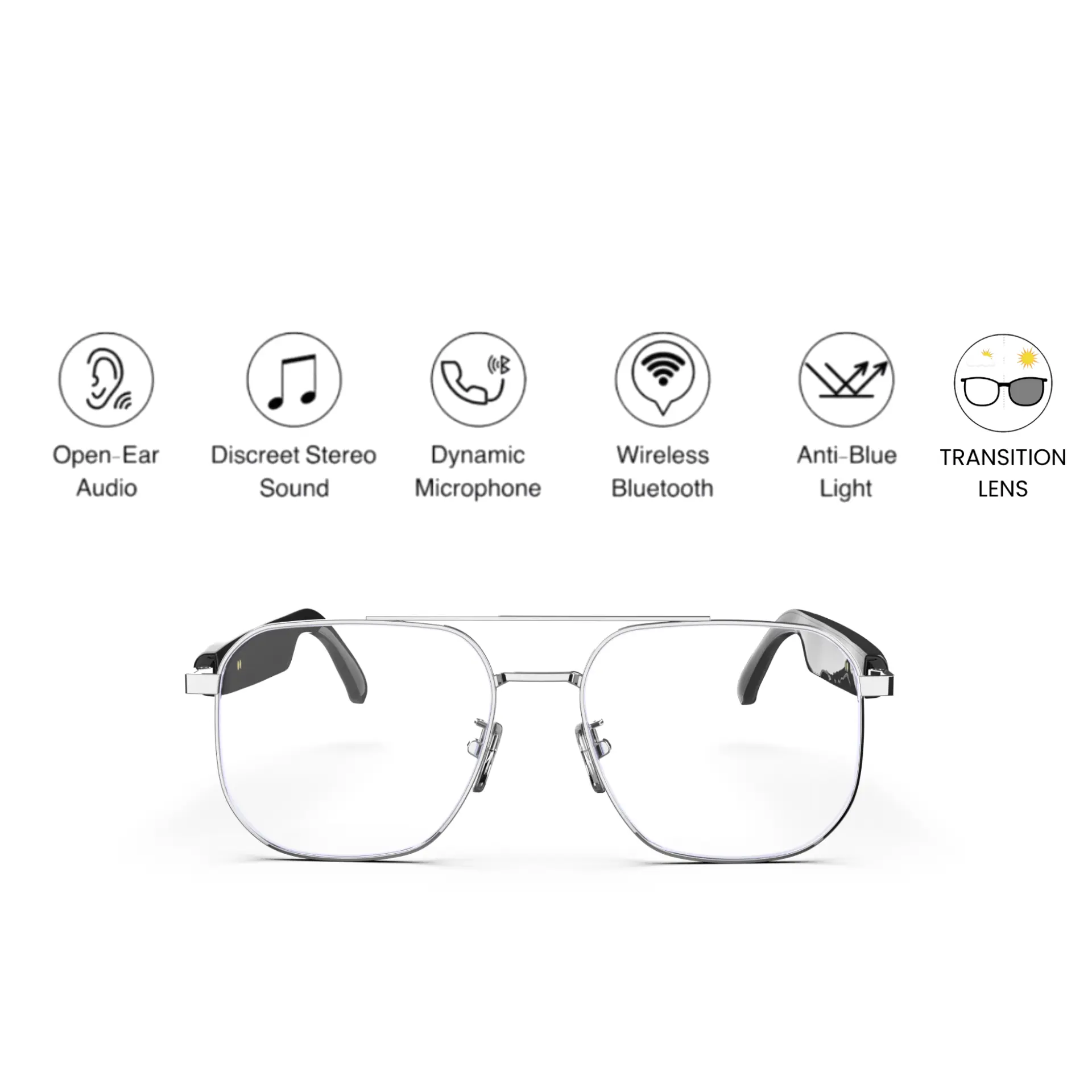 Lensly Bluetooth Auto Color Change Smart Glasses Magnetic Metal Photochromic Lenses Wireless Audio Dust-Resistant Mesh Lightweight Wireless Aesthetic Wearable