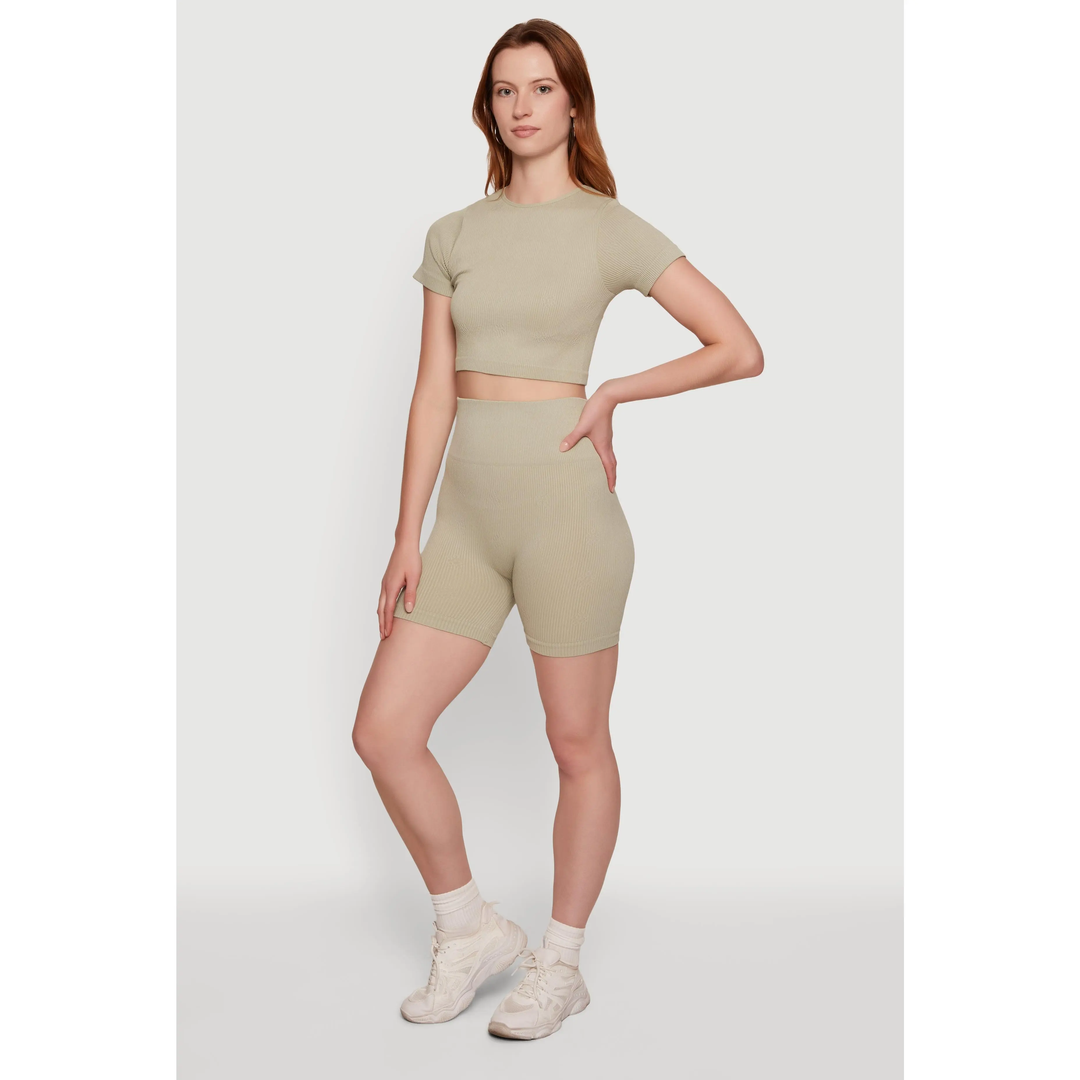 Seamless Compression Rib Knit Shorts