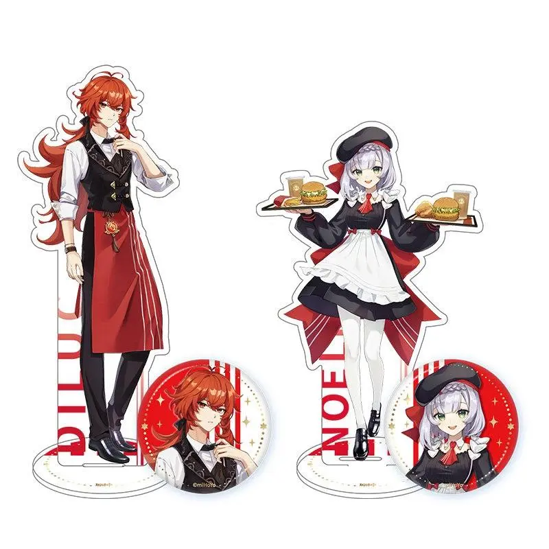 Sunsyea Genshin Impact Official Merch miHoYo  Authentic Outland Gastronomy Series Acrylic Stand Badge Diluc Noelle