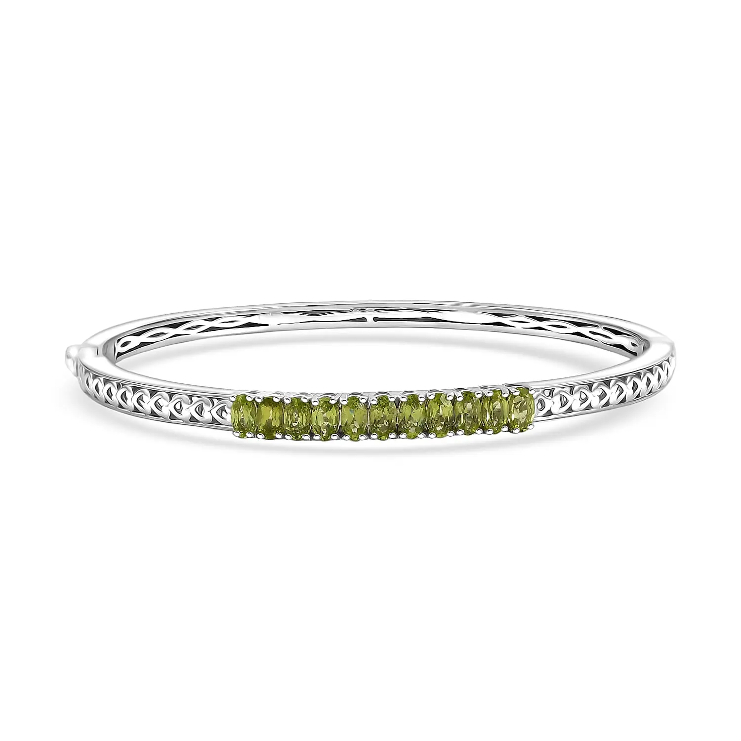EverTrue Hebei Peridot Bangle Bracelet in Platinum Bond (6.50 In) 2.90 ctw