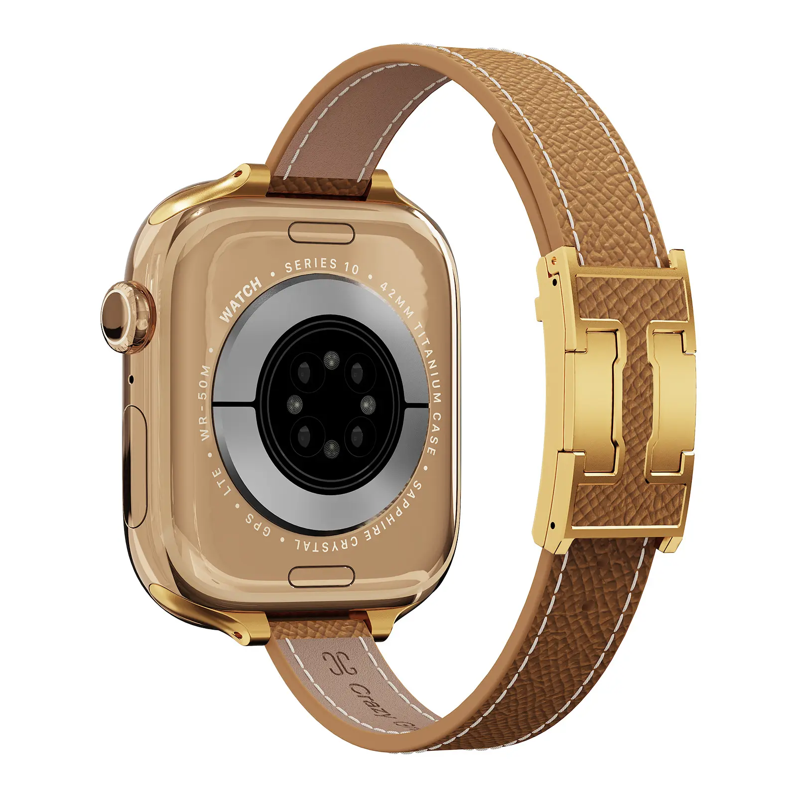 CrazyGrass Slim Dainty Leather Band Suitable For Apple Watch Ultra 2/Series 9 8 7 SE, Thin Genuine Leather Strap with Upgraded Magnetic Buckle, Breathable Summer Wristband for Women ( fit 38mm 40mm 41mm 42mm 45mm 49mm)  Watch Not Included