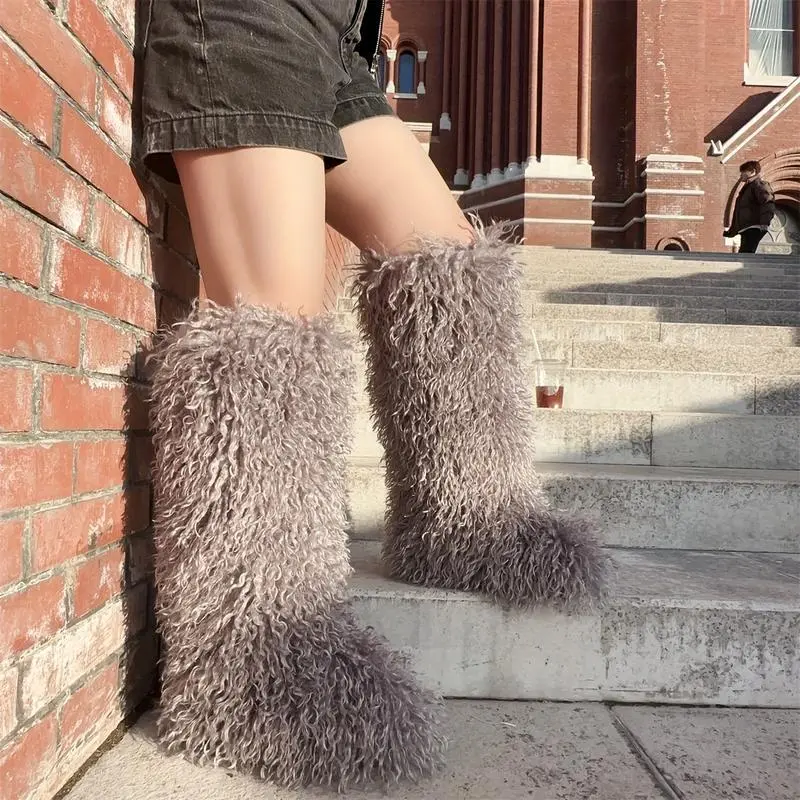 Knee-high Furry Snow Boots Y2K Girl Women Knee-high Furry Snow Boots Y2K Girl Women