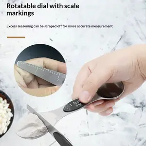9 Piece Stainless Steel Measuring Spoons with Graduated Grams and Teaspoons Double Headed Kitchen Gadgets for Baking Spices and Seasonings