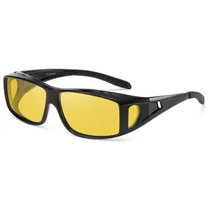 DEIYSEGL Fit Over Glasses Night Vision Driving Glasses for Men Women Eyewear Wrap Around Goggles Comfortable Wearing