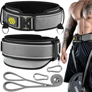 ANUEKLEAR 2-in-1 Weightlifting Belt & Dip Belt with 36.7 IN Rope, Double-Layer Weight Lifting Belts, Powerlifting Gy Weighted Belt for Pull Up Squat