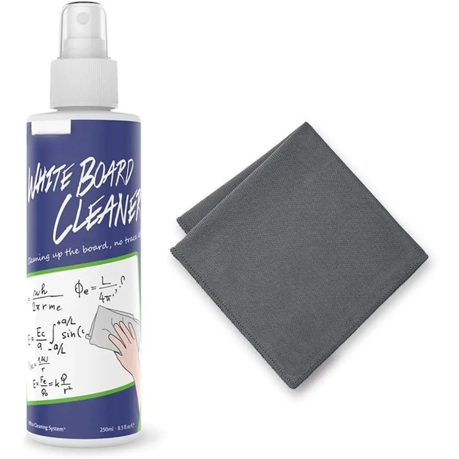 Whiteboard Cleaner, 8.5 fl oz Dry Erase Board Cleaner, Whiteboard Cleaning Spray with Cloth, Removes Stubborn Marks from Whiteboards