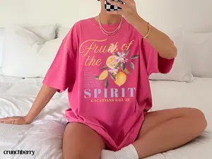 Comfort Colors® Fruit Of The Spirit Christian Merch Tshirt Trendy Youth Group Bible Verse Shirt Vintage Lemon Graphic Tee Preppy Crewneck