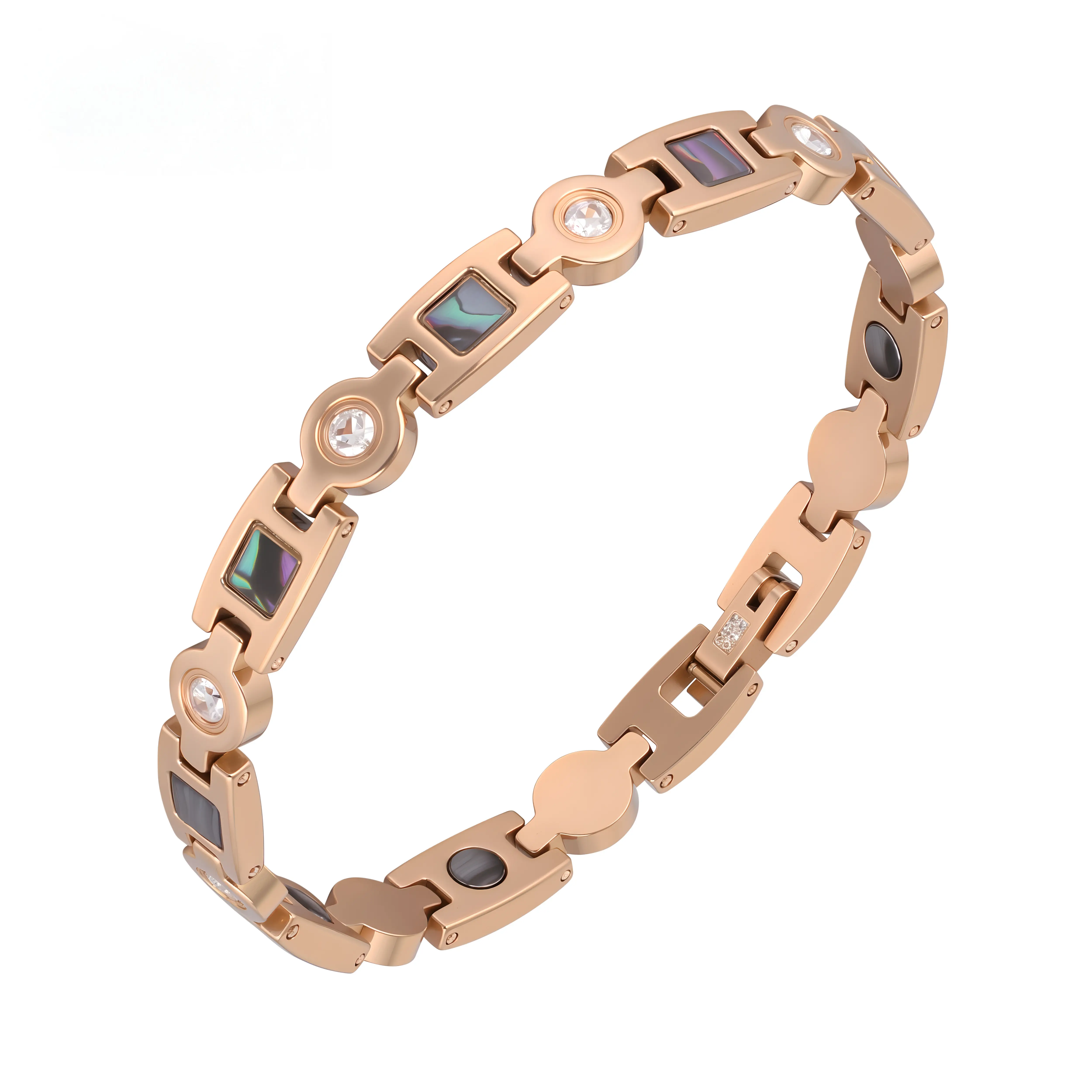 Nandudu Female Adjustable Pure Copper Magnetic Energy Healing Bangle with Crystal Accents - Arthritis Relief, Beautiful Bracelets, Daily Wear Health Jewelry Gift