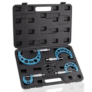 4PCS Outside Micrometer Set, 0-1"/1-2"/2-3"/3-4" Range, Ultra-Precision 0.0001" Graduation, Professional High Accuracy Machinist Measuring Tool Set