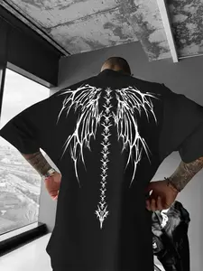 Men's Milan Print T-Shirt, Fashion Street Style Large Graphic Round Neck Short Sleeve Loose Fit, Women's Streetwear Top