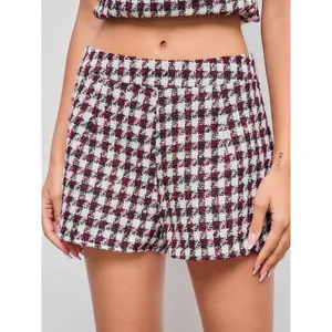 Cider Tweed Mid Rise Check Micro Shorts SwimWeek