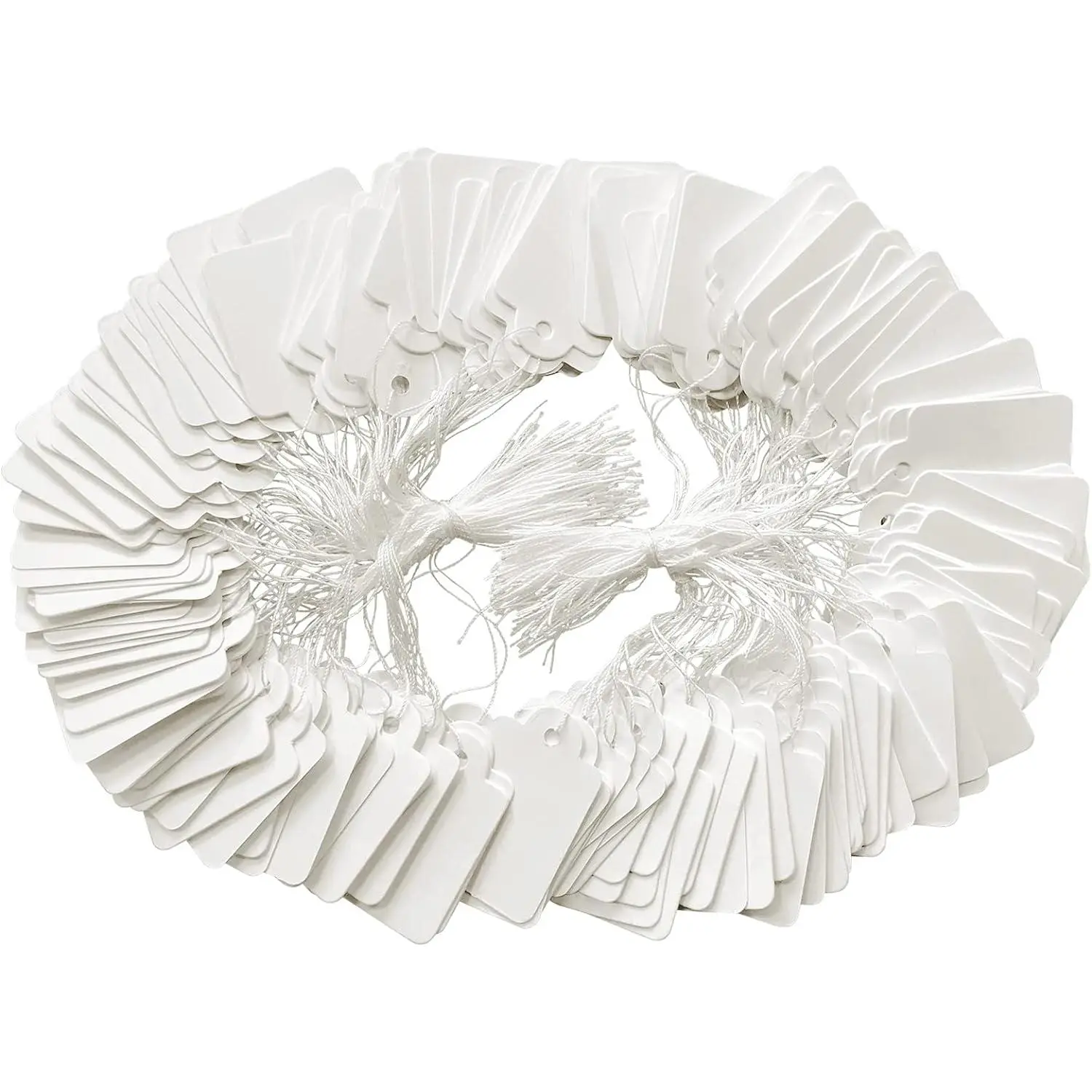 200 White Price Display Tags with String, White Pricing Writable Tags for Jewelry, Clothing, Hang Blank Tag with String- 1.38 x 0.87 Inches