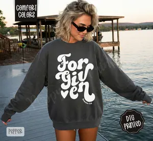 Forgiven Comfort Colors Sweatshirt, Trendy Women's Religious Sweatshirt