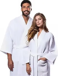 Waffle Knit Lightweight Kimono Spa & Bath Robes for Women and Men Quick Dry Soft V-Neck Unisex Bathrobe Perfect for Spa Sessions Bath Time and Everyday Wear Everyday Fabric Womenswear Gowns Loungewear Nightwear Nightwear Formal Basic Minimalist Minimalist