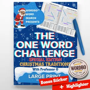 Wordbo Word Search Presents: The One Word Challenge — Christmas Traditions (Special Edition) + Sticker & Highlighter | Holiday Word Search Book