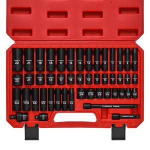 CASOMAN 49-Piece 3/8"-Drive 6-Point CR-V Steel Impact Sockets Set - Socket Wrenches, Ratchet Wrench, Work Tools with Extension Bar, Adapter, Universal Joint, Mechanic Tools for Automotive Use, Father’s Day Gift,DEALS FOR YOU DAY