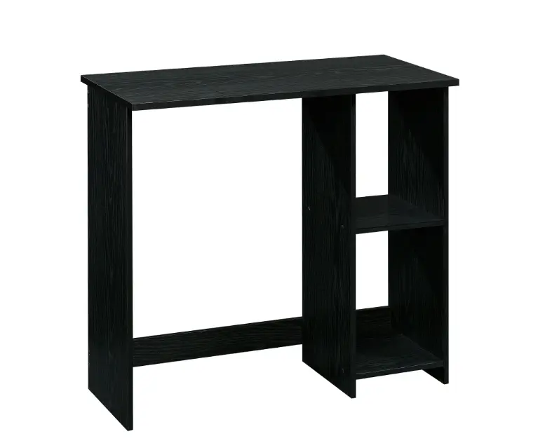 Small Space Desk with 2 Shelves, Genuine Black Oak Finish