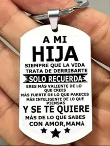 Spanish Letter Pattern Keychain, Personalized Stainless Steel Keychain for Men & Women, Fashion Accessories for Daily Use, Birthday Gift for Son & Daughter