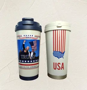 Double sip coffee mug, thermos mug 2024 Trump Rally Shooting Stainless steel thermos mug 316, USA Freedom ,Valentine's Day gift