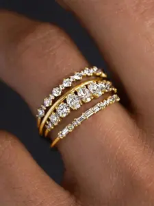 4 PC/Set Elegant Cubic Zirconia Ring For Women For Valentine's Day Gift Wedding Anniversary Party Jewelry