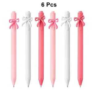 6/12/24pcs Colorful Bow Pen, Retractable Ballpoint Pen, Ink, Perfect Gift for Girls, Office Supplies, Learning Tools, Special Occasions