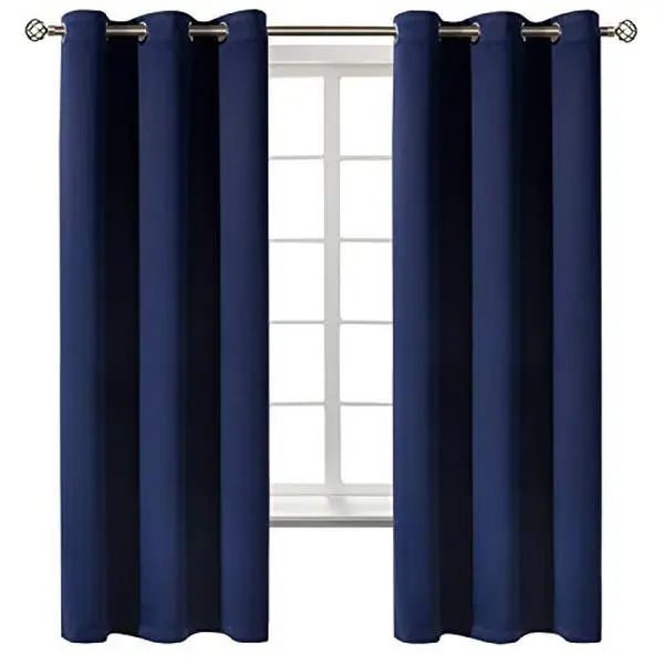 BGment Blackout Curtains for Bedroom 63 Inches Long - Navy Blue Room Darkening Thermal Insulated Sunlight Blocking Grommet Window Drapes for Kids Boys Room, Set of 2 Panels, 42 x 63 Inch
