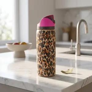 Owala Wild at Heart 32oz FreeSip Water Bottle – Limited Edition Urban Outfitters Exclusive Leopard Print Insulated Stainless Steel Tumbler with Straw