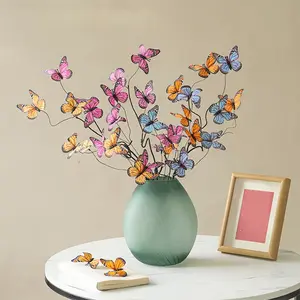 4PCS Bohemian Butterfly Flower Stems Simulated Artificial Flowers, Suitable for Valentine's Day, Wedding Decorations, Home Decor Butterfly Ornaments, Detachable DIY Floral Materials Compatible with Vases/Outdoor Decor, Thanksgiving Gifts