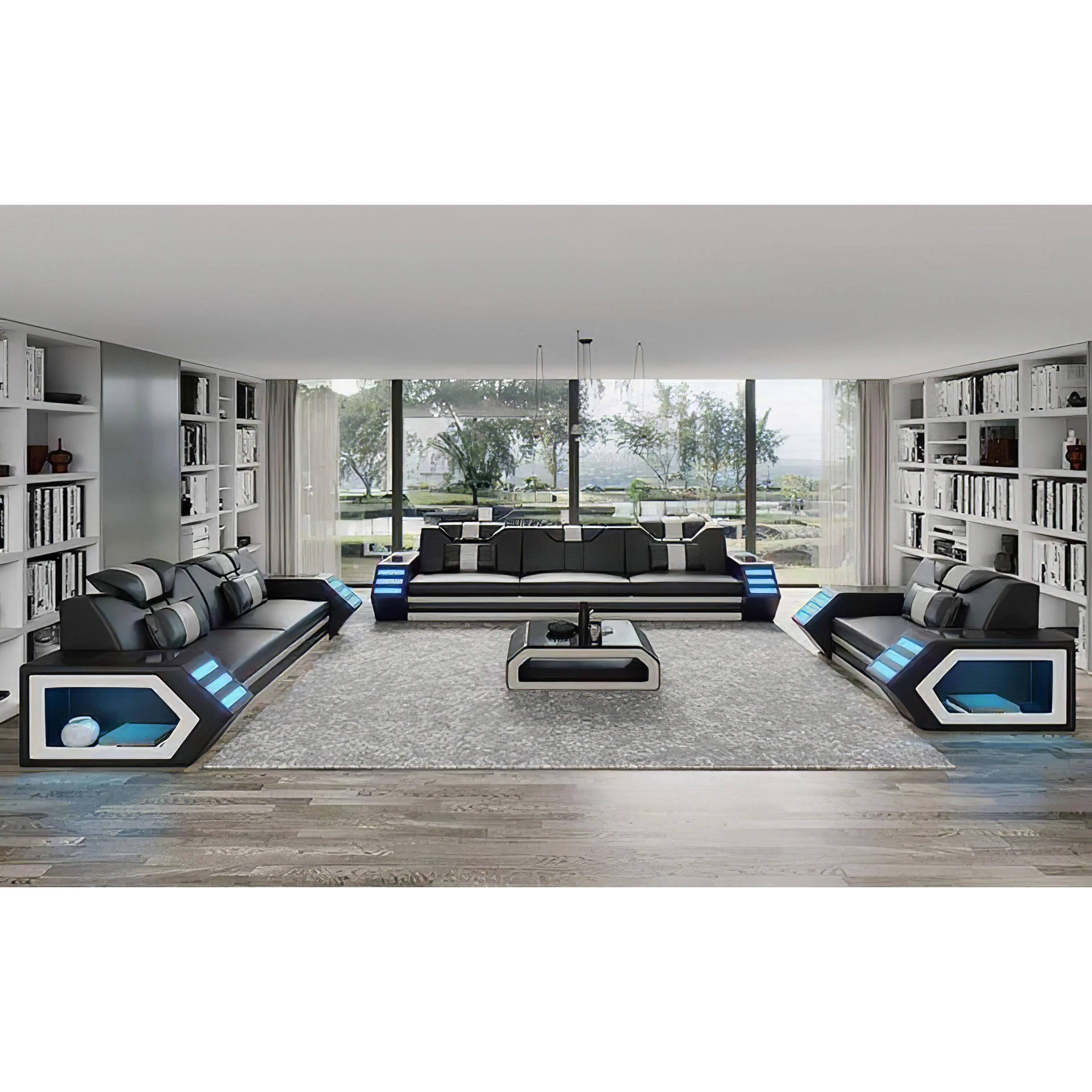 Steffi Leather Sofa Set with LED Light Steffi Leather Sofa Set with LED Light
