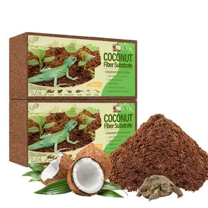 2 Pack Coconut Fiber Substrate For Reptile- Compressed Husk Terrarium Bedding Reptile  Tortoise Frogs Snakes Hermit Crabs Burrowing Animals