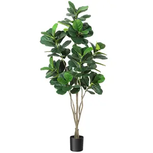 【GARVEE】Artificial Fiddle Leaf Fig Tree in 4ft and 6ft Sizes with Realistic Green Faux Lyrata Fig Plants and Included Pot, Perfect for Indoor and Outdoor Home, Office, Living Room, and Bathroom Decor
