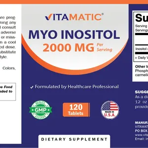 Vitamatic Myo Inositol 2000 mg Per Serving – Hormonal Balance & Ovarian Support – Supports Mood, Metabolism & Cellular Health – 120 Tablets – Non-GMO, Gluten Free – Made in USA