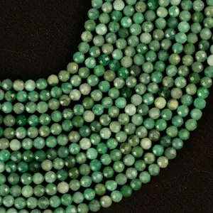 Natural Emerald Gemstone Round Micro Faceted Beads String 15.5 Inches Long 2/3/4/6 MM for Jewelry Making and Crafting - AS & JG