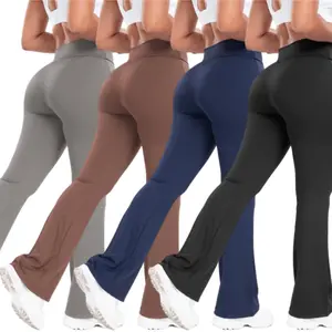 Flare Leggings for Women with Tummy Control Crossover High Waisted Yoga Pants Workout Quick Dry