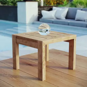 Modway Upland Outdoor Patio Wood Side Table in Natural