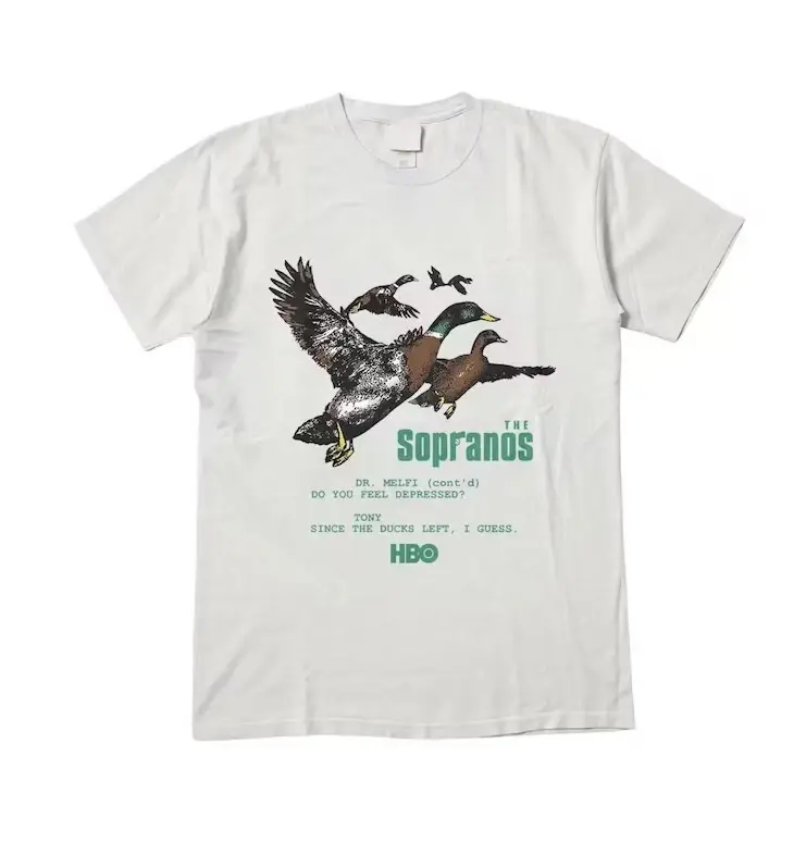 Ducks The Sopranos Dr. Melfi Do You Feel Depressed T-Shirt Vintage White Shirt Cotton Fabric Shirt Movie Tee Unisex Menswear Top